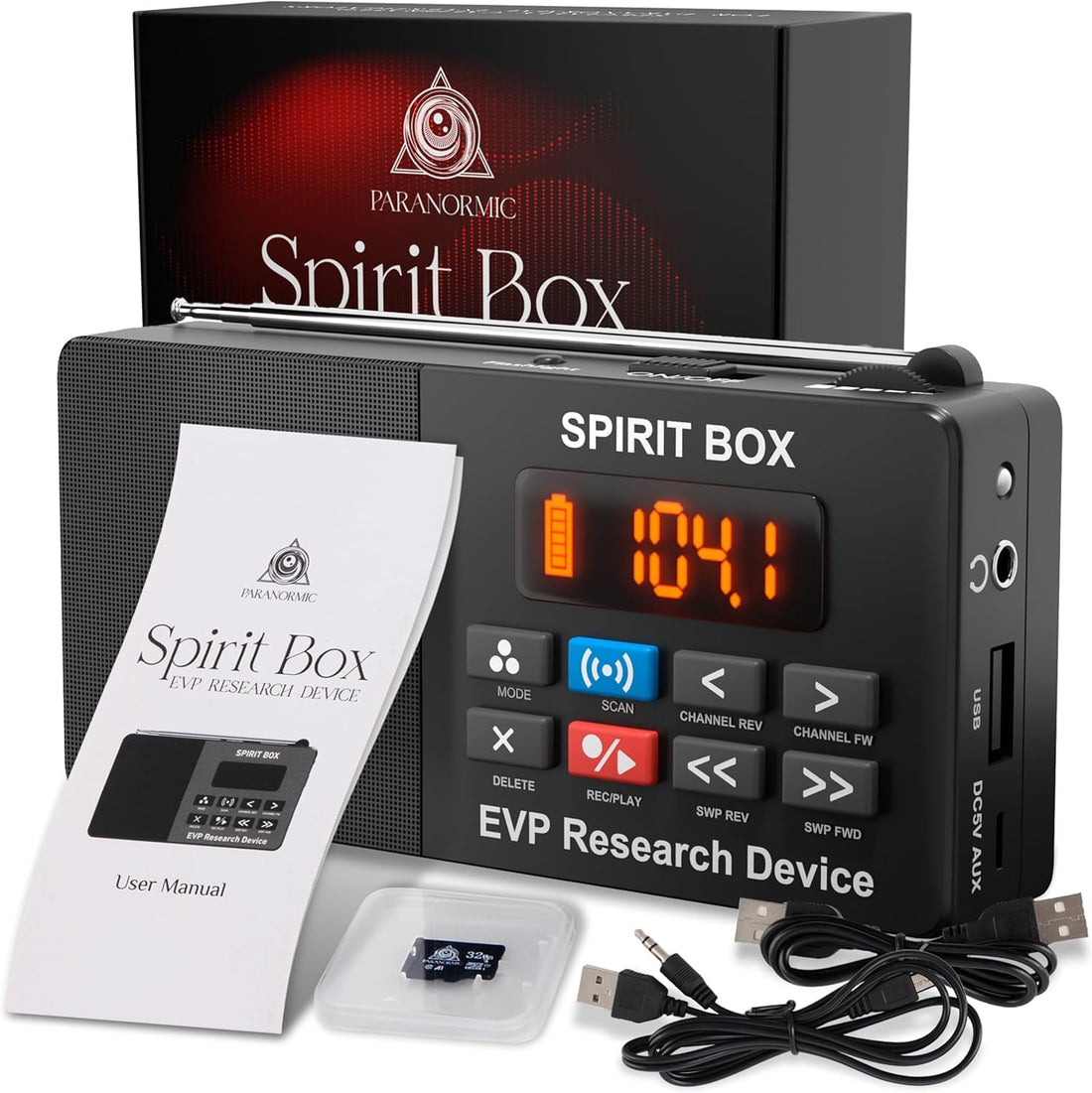 PARANORMIC Spirit Box — Handheld EVP Ghost Hunting Kit (with 32GB SD Card)