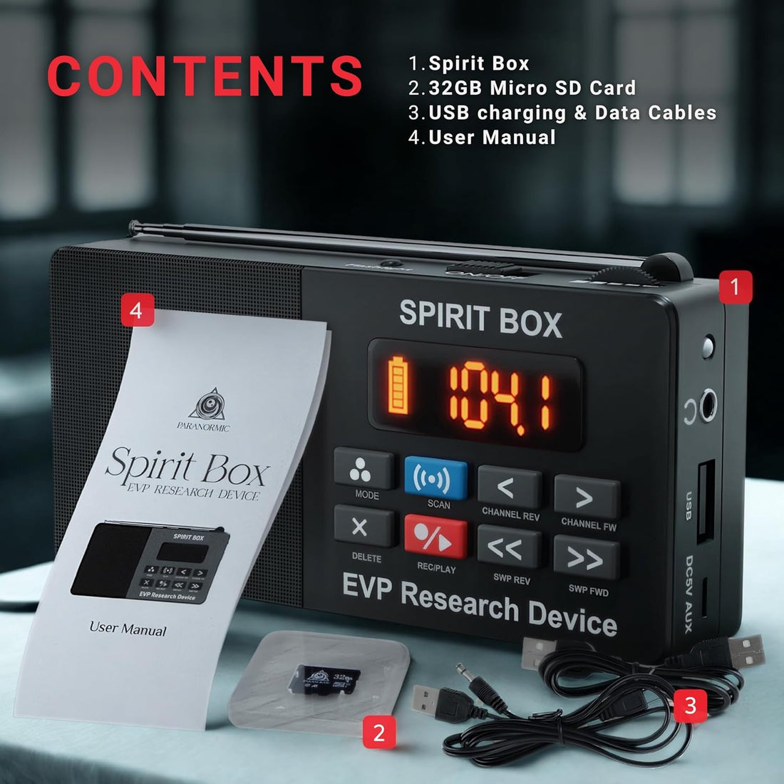 PARANORMIC Spirit Box — Handheld EVP Ghost Hunting Kit (with 32GB SD Card)